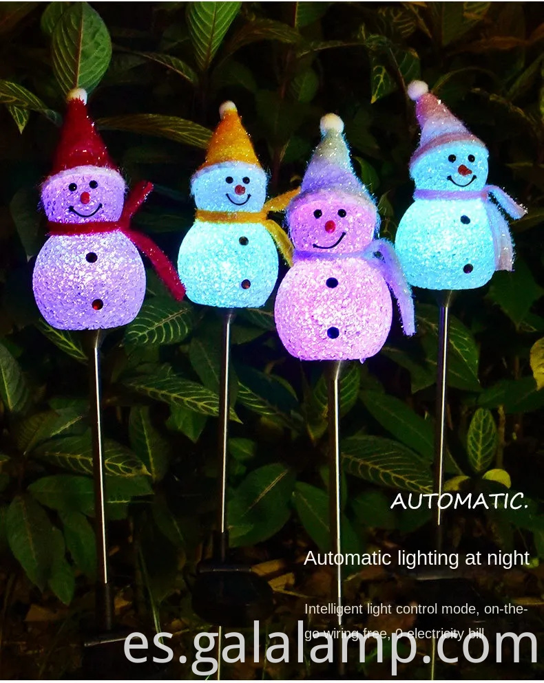 Iluminando lámparas de piso solar festivo de muñeco de nieve para decoración al aire libre